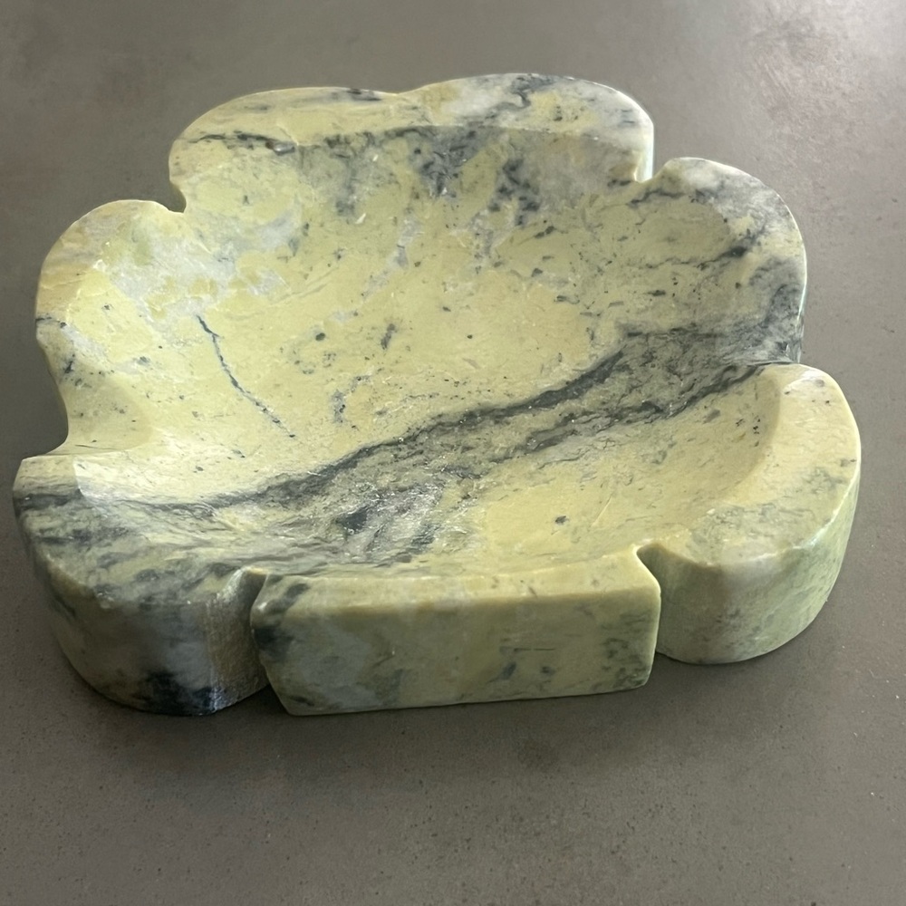 Marble Trinket Dish Vintage Mid Century Onyx Marble